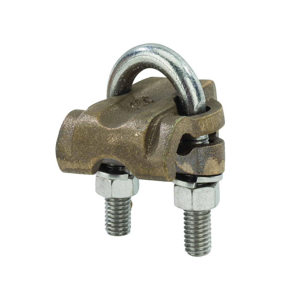 Bronze U-Bolt Clamp, 3/8″ IPS Pipe or 5/8″-3/4″ Rod, 250-2/0 AWG