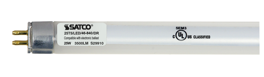 25 Watt T5 LED; Miniature bi-pin base; 4000K; 50000 Average rated hours; 3500 Lumens; Type A; Ballast dependent