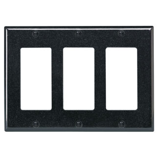 3-Gang Decora/GFCI Device Wallplate, Standard Size, Thermoset, Black