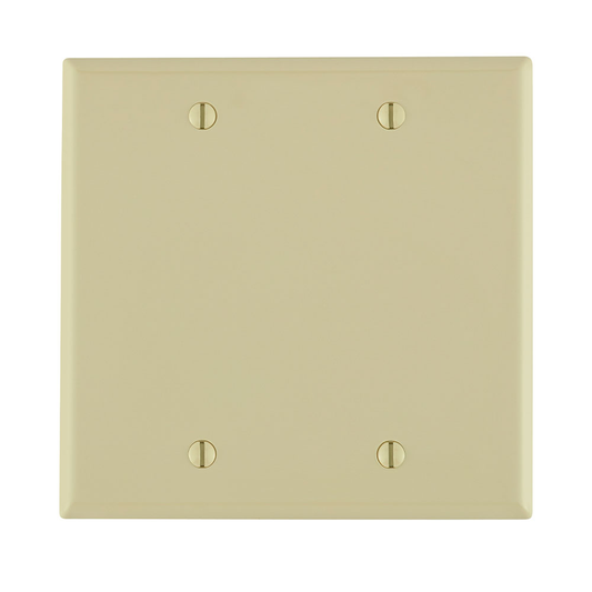 2-Gang Blank Wallplate, Standard Size, Thermoplastic Nylone, Ivory
