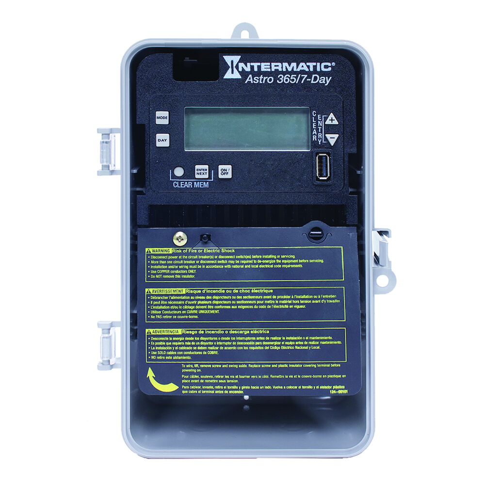 Astronomic 7-Day/365 Day 1-Circuit Electronic Control, 120-277 VAC, SPST, Indoor/Outdoor Plastic Enclosure