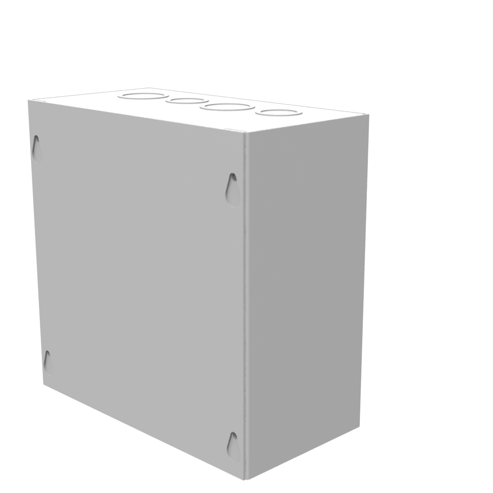 8x4X8 Screw Cover Type 1 UL Steel KOs Gray Cover w/Teardrop Slots Holes In Back