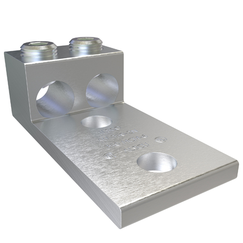 Aluminum Mechanical Lug, Conductor Range 350-6, 2 Ports, 2 Holes, 1/2in Bolt Size, 1-3/4in Hole Spacing, Tin Plated, UL, CSA