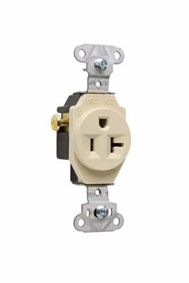 20A 125V Heavy Duty Spec-Grade Single Receptacle, Side Wire, Ivory