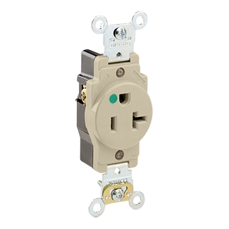 20 Amp Single Receptacle/Outlet, Hospital Grade, Self-Grounding