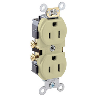 15 Amp Duplex Receptacle/Outlet, Commercial Grade, Self-Grounding