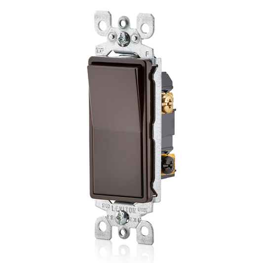 15 Amp Decora Rocker 3-Way Switch, Grounding, Brown