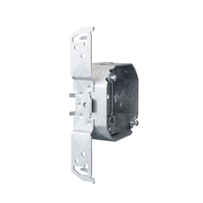 4 in. Octagon Box, Drawn, 1-1/2 in. Deep, Two 1/2 in. KO's & AC/MC/Flex Clamps, TS Bracket