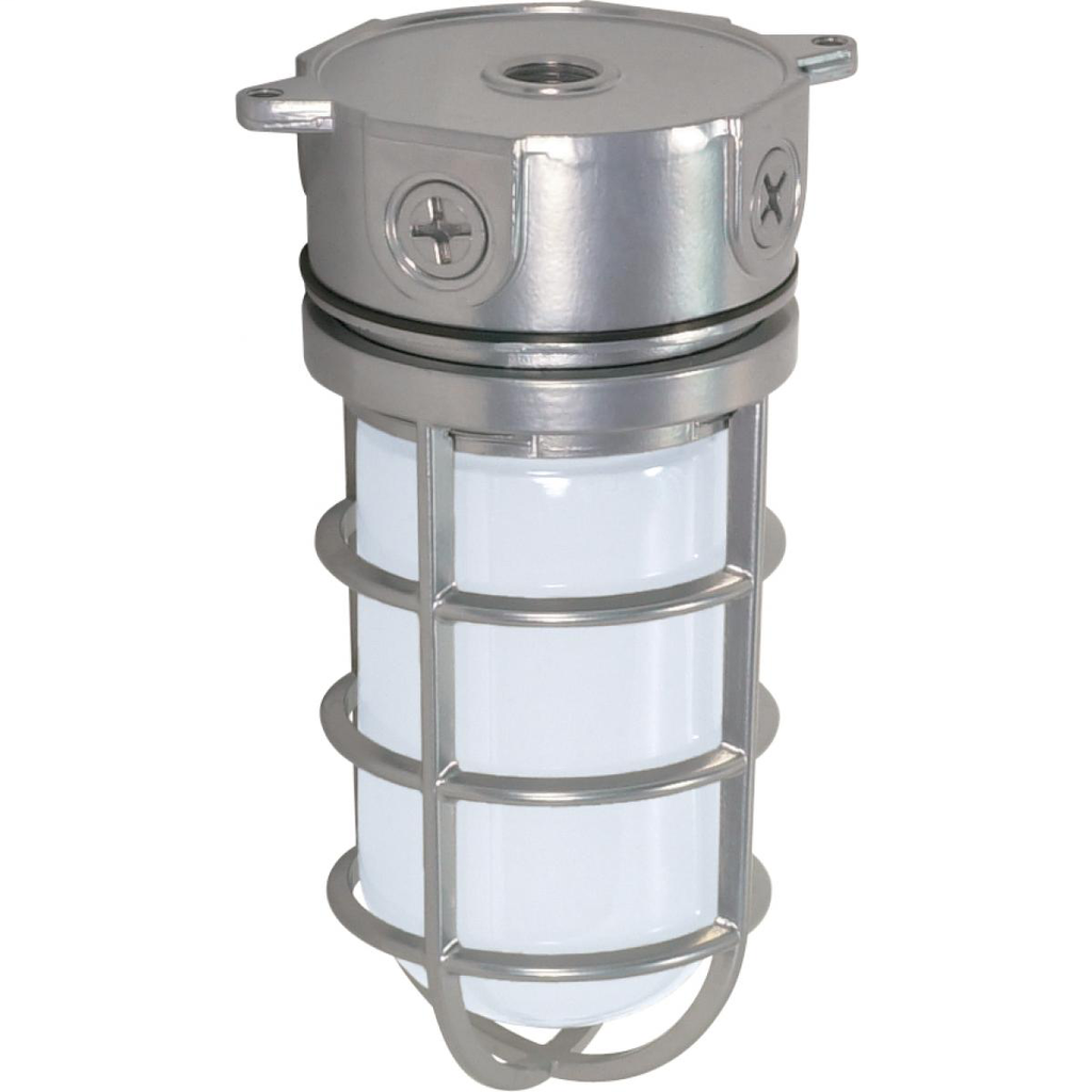1 Light - 11" Vapor Proof - Surface Mount with Frosted Glass - Metallic Silver Finish