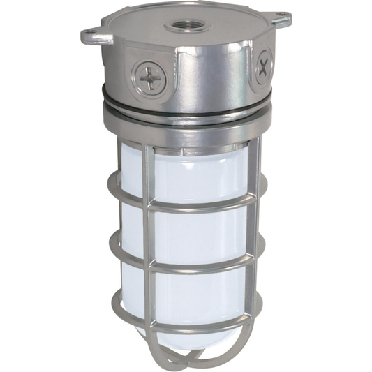 1 Light - 11" Vapor Proof - Surface Mount with Frosted Glass - Metallic Silver Finish