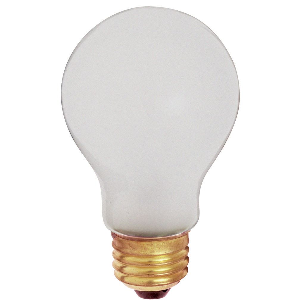60 Watt A19 Incandescent; Frost; 5000 Average rated hours; 520 Lumens; Medium base; 130 Volt; Shatter Proof