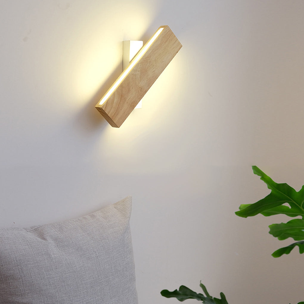 [Open-Box]Rotatable Minimalist Rectangular Wood Led Wall Lamp Wall Lights Fixture