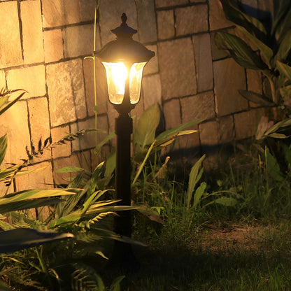 Vintage Classic Black LED Outdoor Lawn Post Light with Water Glass Lens