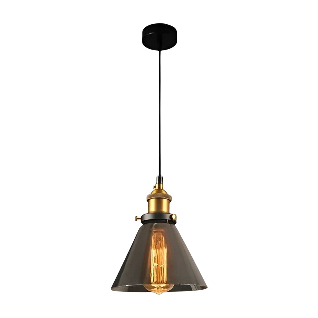 [Open-Box]Retro Creative Glass Electroplated Smoke Gray Industrial Pendant Lamp