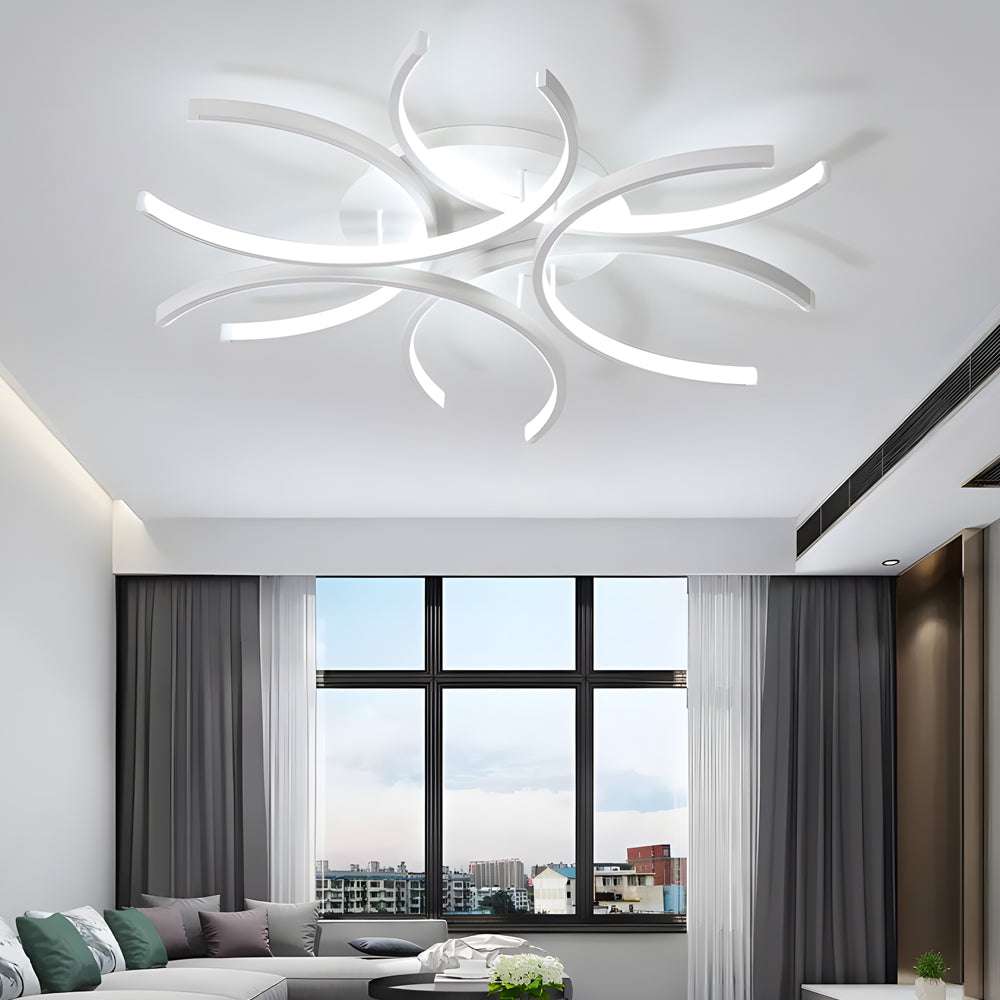 [Open-Box]Simple Semi-Circle Lines Flower LED Dimmable Modern Ceiling Light Fixture