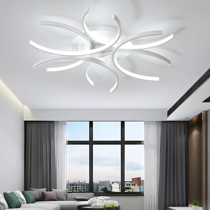 [Open-Box]Simple Semi-Circle Lines Flower LED Dimmable Modern Ceiling Light Fixture
