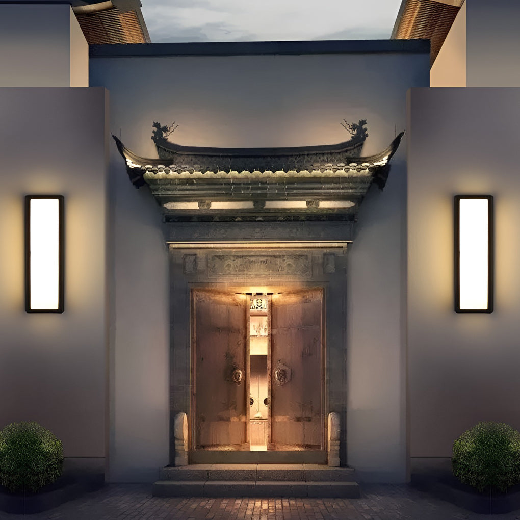 [Open-Box] Warm White Rectangle LED Waterproof Motion Sensor Black Modern Wall Sconce Lighting