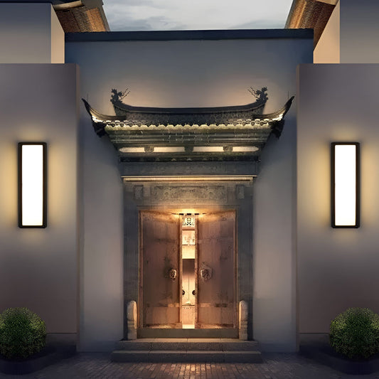 [Open-Box] Warm White Rectangle LED Waterproof Motion Sensor Black Modern Wall Sconce Lighting