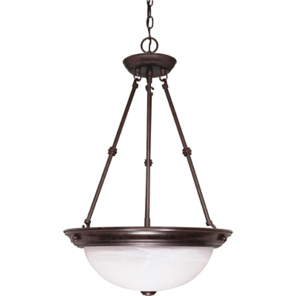 3 Light - 15" Pendant with Alabaster Glass - Old Bronze Finish