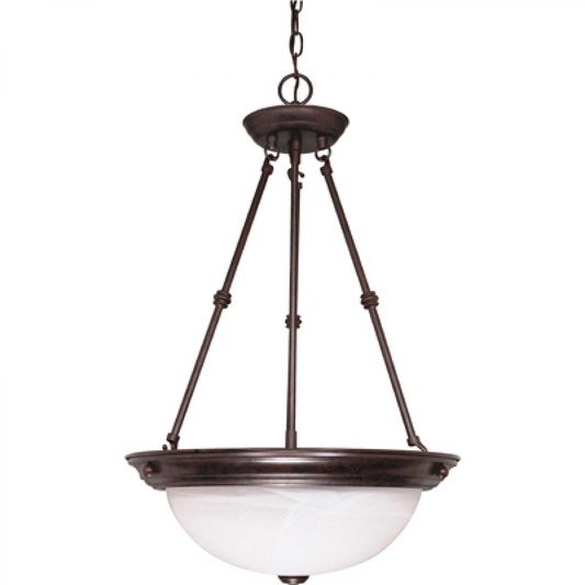 3 Light - 15" Pendant with Alabaster Glass - Old Bronze Finish