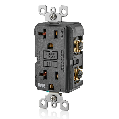20 Amp GFCI Weather-Resistant Outlet, Self Test, with LED Indicator Light
