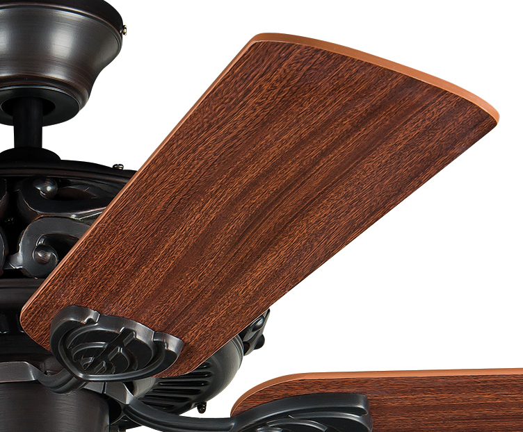 52" Grandeur in Aged Bronze Brushed w/ Dark Oak/Mahogany Blades