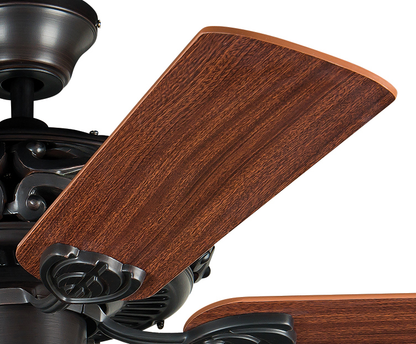 52" Grandeur in Aged Bronze Brushed w/ Dark Oak/Mahogany Blades