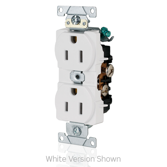 15 Amp Duplex Receptacle/Outlet, Industrial Grade, Self-Grounding