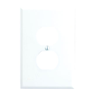 1-Gang Duplex Outlet/Receptacle Wallplate, Oversized, Thermoset, White