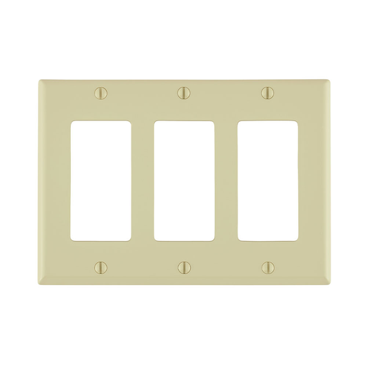 3-Gang Decora/GFCI Device Wallplate, Size, Thermoplastic Nylon, Ivory