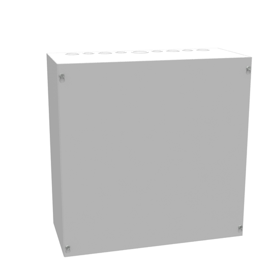 18x8x18 Screw Cover Type 1 UL Steel KOs Gray Cover w/Teardrop Slots Holes In Back