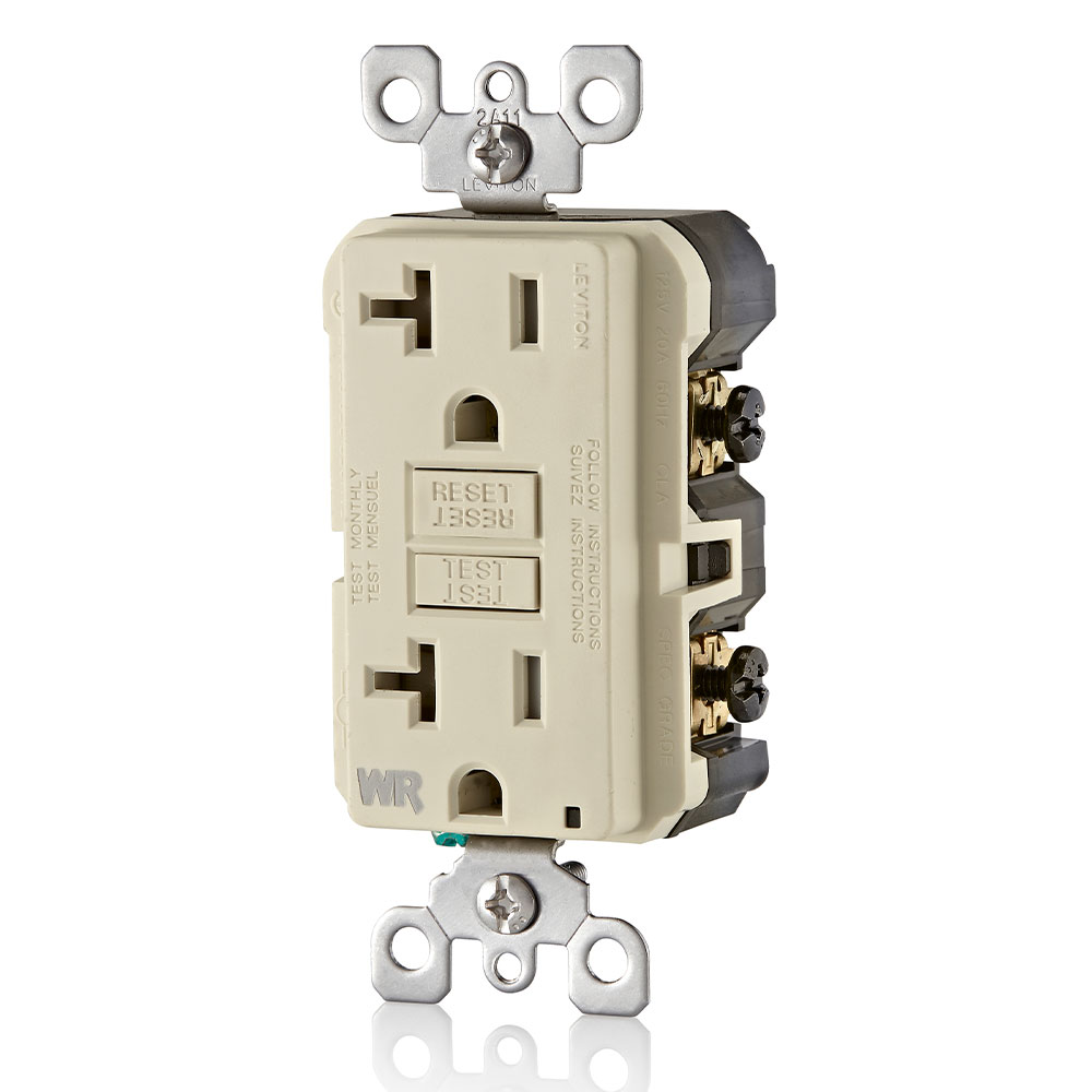 20 Amp GFCI Weather-Resistant Outlet, Self Test, Tamper-Resistant with LED Indicator Light
