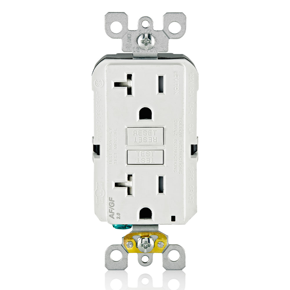 20 Amp, Self Test, Tamper-Resistant Dual-Function AFCI/GFCI Outlet with LED Indicator Light