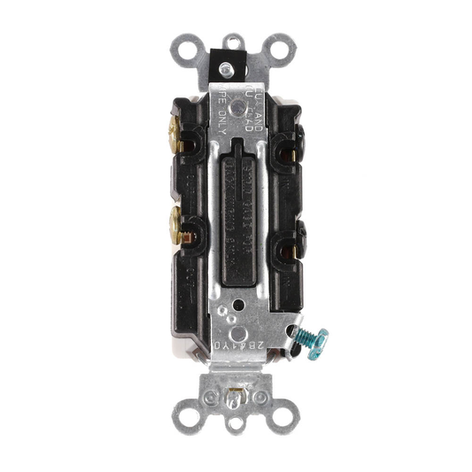 20 Amp, 120/277 Volt, Decora Plus Rocker  4-Way AC Quiet Switch,  Commercial Spec Grade, Self Grounding, Back & Side Wired, - Ivory