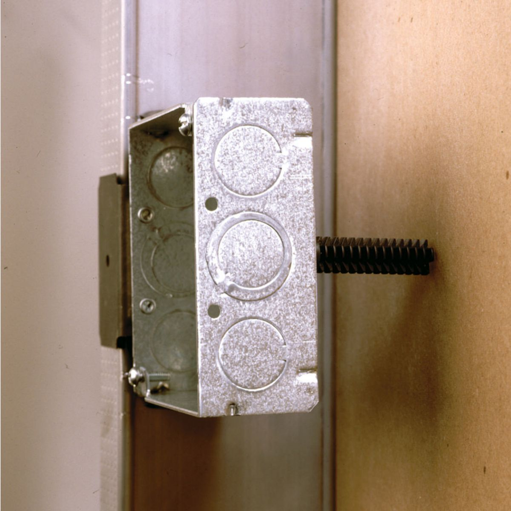 4 in. Square Box, Welded, 1-1/2 in. Deep with NMSC Clamps, Three 1/2 in. KO's and One TKO, BOX-LOC®, MS Bracket, Flush