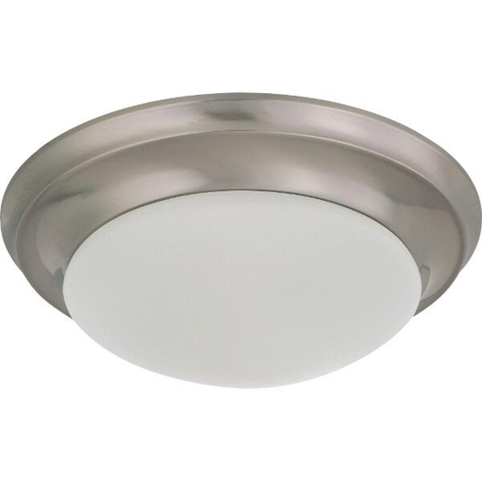 1 Light - 12" Flush with Frosted White Glass - Brushed Nickel Finish