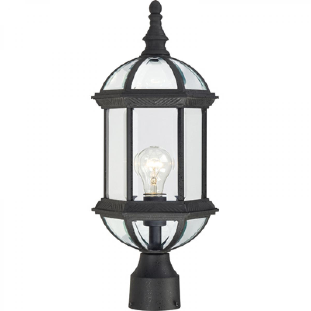 Boxwood - 1 Light 19" Post Lantern with Clear Beveled Glass - Textured Black Finish