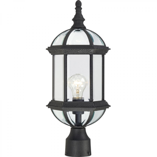 Boxwood - 1 Light 19" Post Lantern with Clear Beveled Glass - Textured Black Finish