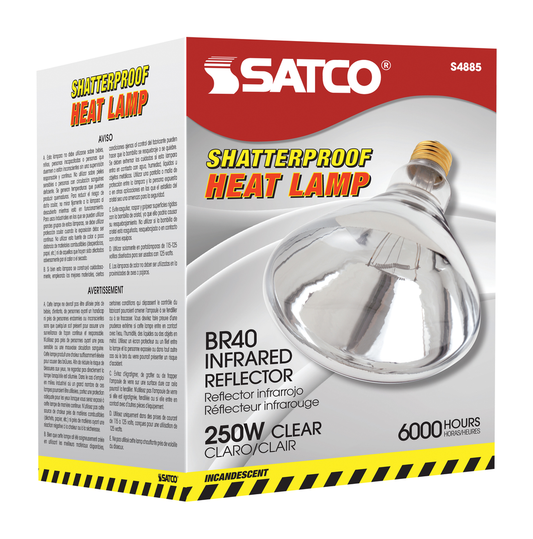 250 Watt R40 Incandescent; Clear Heat; 6000 Average rated hours; Medium base; 120 Volt; Shatter Proof
