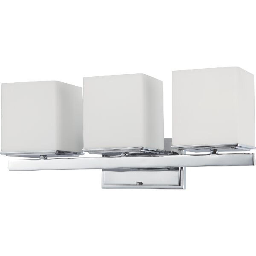 Bento - 3 Light Vanity with Satin White Glass - Polished Chrome Finish