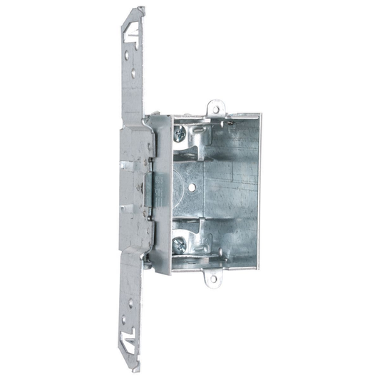 3 in. x 2 in. Switch Box, Gangable, 2-1/2 in. Deep, Three 1/2 in. KO & AC/MC/Flex Clamps, TS Bracket