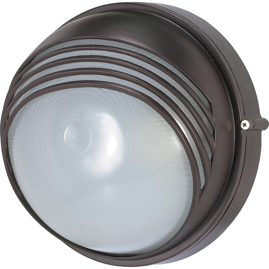 1 Light - 10'' Round Hood Bulkhead - Architectural Bronze Finish