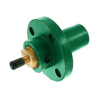 17 Series Female Panel Receptacle, Cam-Type, 90-Degree, Taper Nose, Threaded Stud, Industrial Grade, 250-750MCM, 690 Amp - GREEN