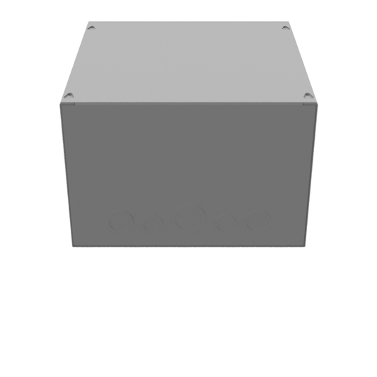 12x8x12 Screw Cover Type 1 UL Steel KOs Gray Cover w/Teardrop Slots Holes In Back