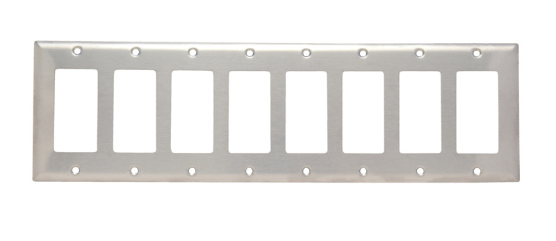 8-Gang 302/304 Stainless Steel Wall Plate, Decorator Openings, Painted Ivory