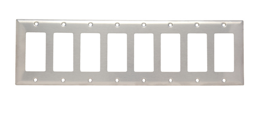 8-Gang 302/304 Stainless Steel Wall Plate, Decorator Openings, Painted Ivory