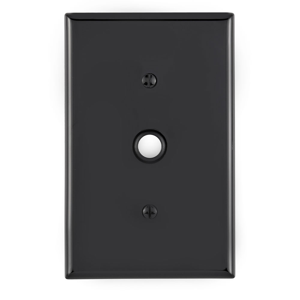 1-Gang .406 Inch Cable Wallplate, Midway Size, Thermoplastic Nylon, Black