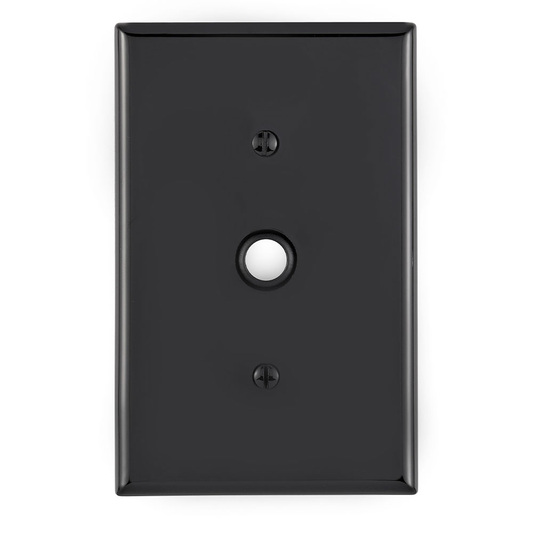 1-Gang .406 Inch Cable Wallplate, Midway Size, Thermoplastic Nylon, Black