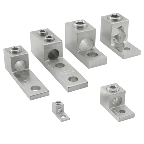 Aluminum Mechanical Lug, Conductor Range 4-14, 1 Port, 1 Hole, 1/4in Bolt Size, Tin Plated, UL, CSA, bag of 2