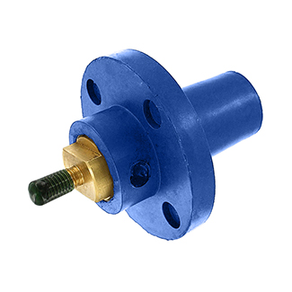 17 Series Female Panel Receptacle, Cam-Type, 90-Degree, Taper Nose, Threaded Stud, Industrial Grade, 250-750MCM, 690 Amp - BLUE